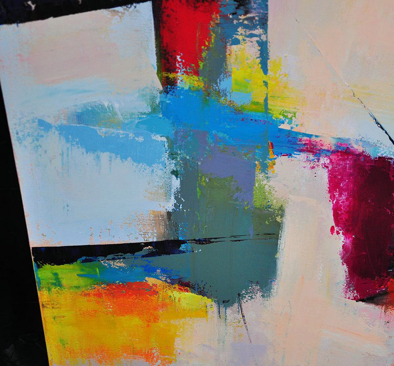 Extra Large Textured Painting On Canvas,Palette Knife Contemporary Art Canvas Painting,Home Decor Canvas,Pink,Red,Blue,Yellow.etc